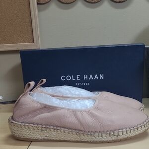 Cole Haan Cloudfeel Espadrille Mahogany/Rose Leather Jute Slip-On Rubber Sole 8